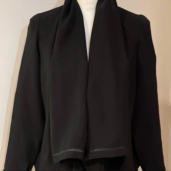 Morgane Le Fay Black Silk Asymmetrical Drape Front Jacket, size S - Picture 2 of 14